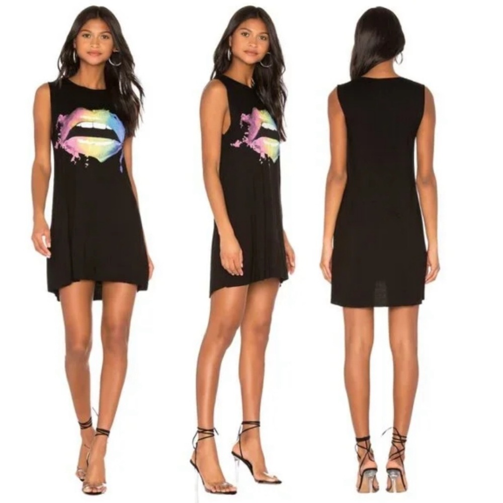 Black Sleeveless Dress with Colorful Graphic